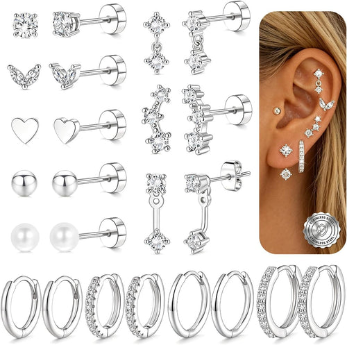 Flat Back Stud Earrings — 316L Stainless, Hypoallergenic