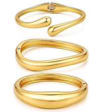 Load image into Gallery viewer, Chunky Gold Bangle Bracelets for Women, Dainty 14k Gold Plated Big Stackable Bangles Set, Trendy Statement Cuff Bracelet Stack Fashion Jewelry Gifts