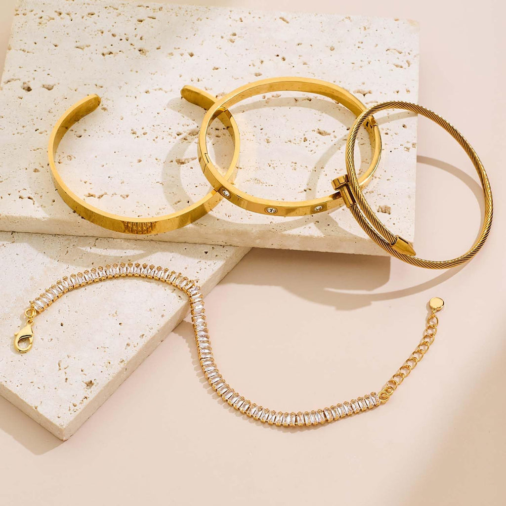 Gold Plated Bangle Set for Women Chain Bracelets