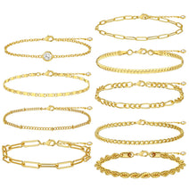Load image into Gallery viewer, Gold Bracelets Set for Women Trendy, 14K Real Gold Plated Jewelry for Women Dainty Chain Bracelet Stack, Non Tarnish Gold Stackable Bracelets Pack Fashion Accessories Gifts