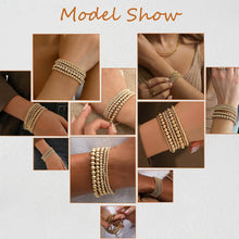 Load image into Gallery viewer, Gold Beaded Bracelets — 5 Pieces, 14K Plated Stretch