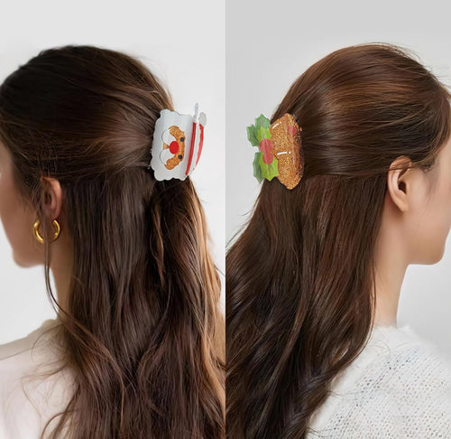 Christmas Hair Clips For Women With Santa Claus Hair Claw Clip