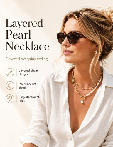 Chunky Pearl Layered Necklace — 14K Gold Plated Toggle