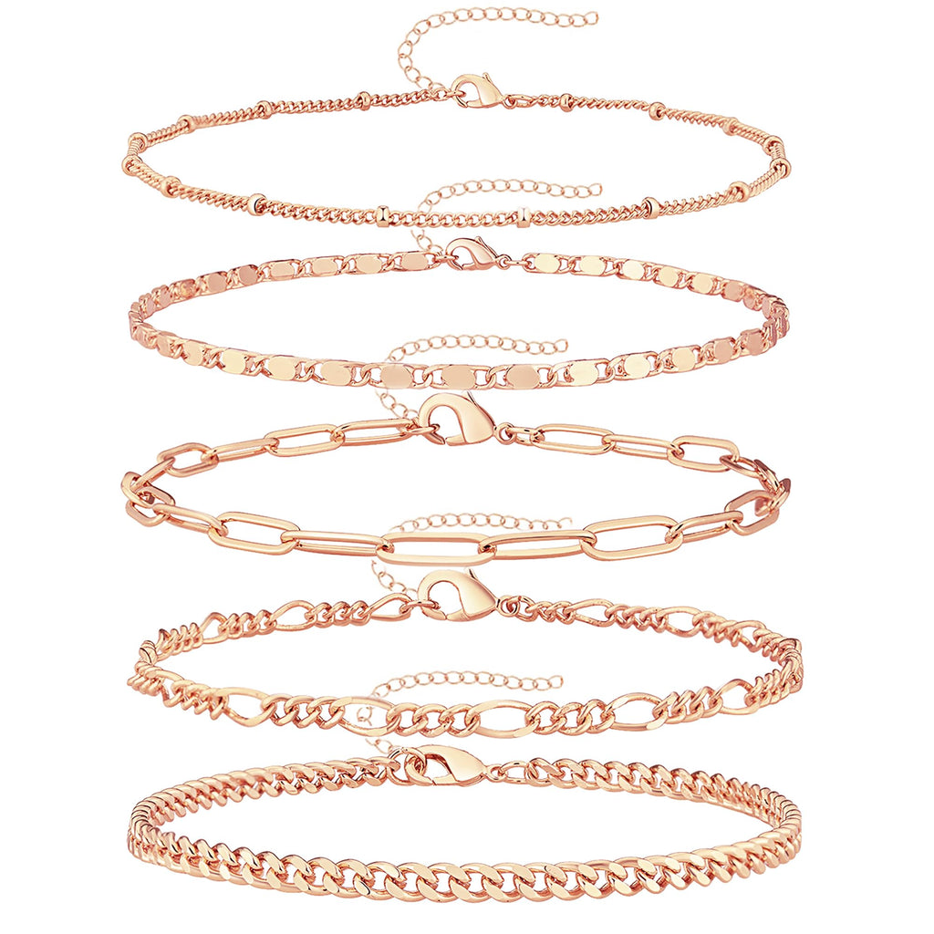 Layered Anklet Set — Cuban & Figaro Chain, Waterproof