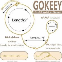 Load image into Gallery viewer, Dainty Gold Hand Chain — Cubic Zirconia Ring Bracelet