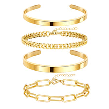 Load image into Gallery viewer, Chunky Gold Bracelet Stack — 14K Plated, Waterproof