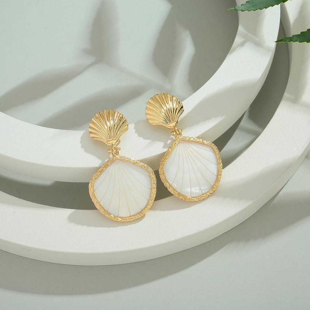 Gold Shell Fish Earrings For Women Chic Summer Beach Seashell – view 6