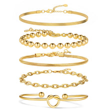 Load image into Gallery viewer, Gold Plated Bangle Set for Women Chain Bracelets