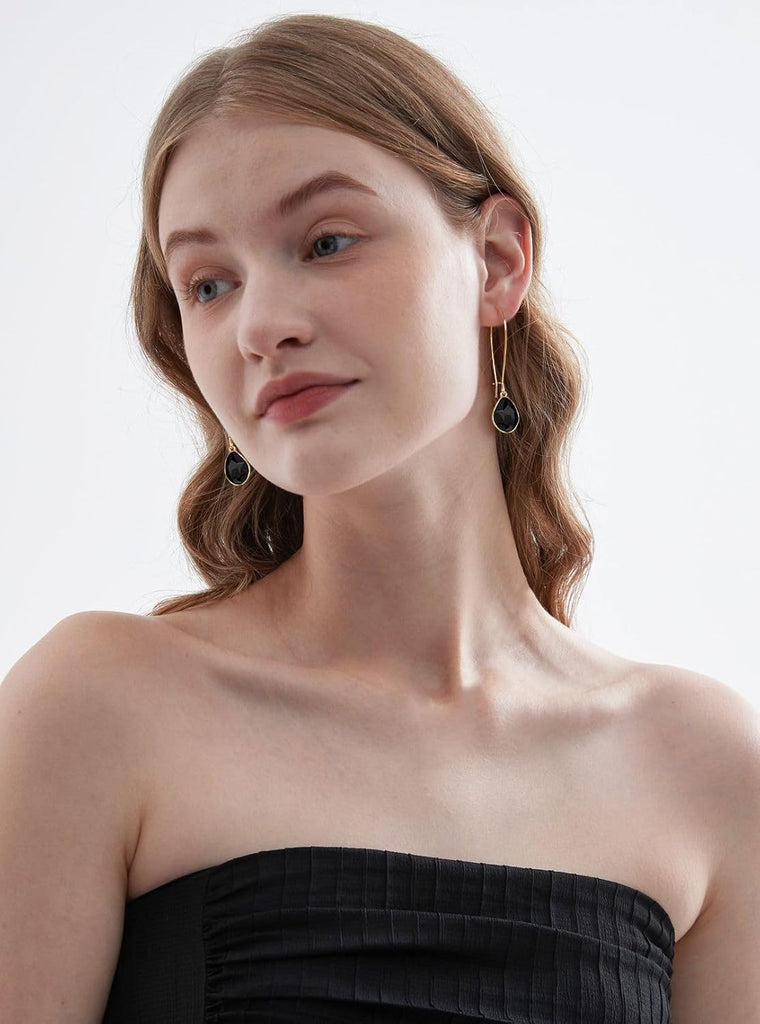 Gold Teardrop Dangle Earrings For Women, Hypoallergenic