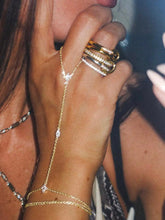 Load image into Gallery viewer, Gold Hand Chain Bracelets — 4 Pieces, CZ Beaded Stack