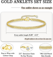 将图片加载到图库查看器，21PCS Gold Anklet Set for Women, Adjustable Layered Ankle Jewelry