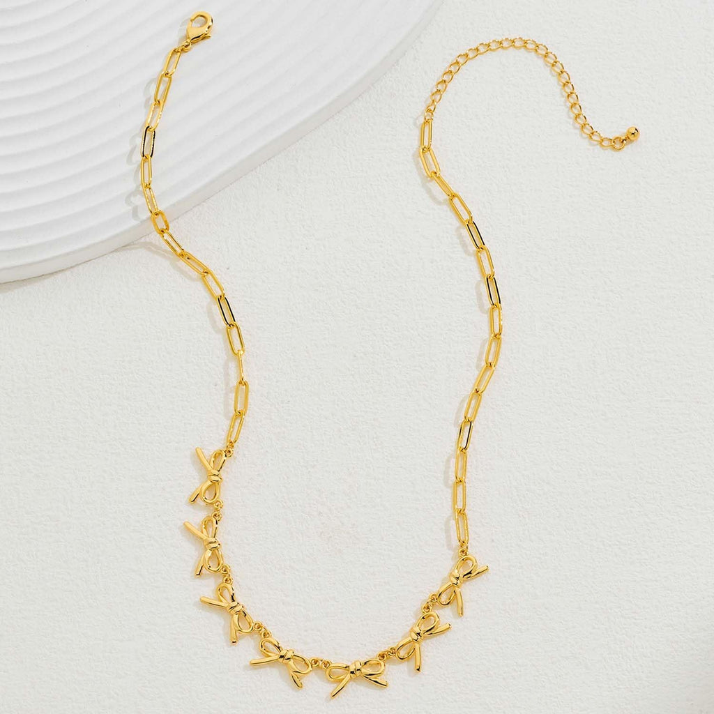 Gold Bow Necklace for Women Classic Bow Charm Jewelry – view 4