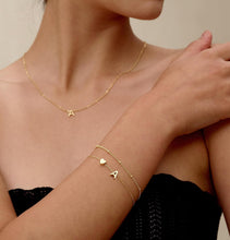 Load image into Gallery viewer, 14K Gold Plated Initial Heart Bracelet Women – view 3
