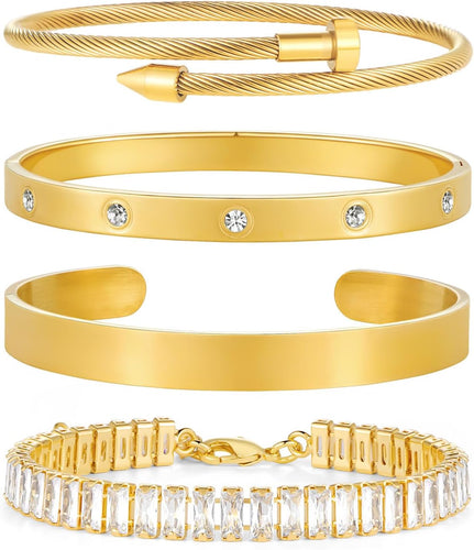 Gold Plated Bangle Set for Women Chain Bracelets