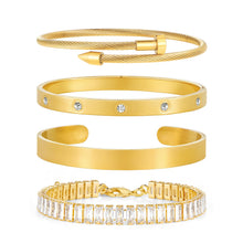 Load image into Gallery viewer, Gold Plated Bangle Set for Women Chain Bracelets