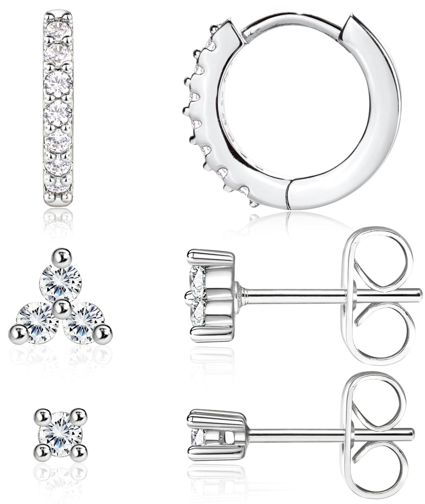 Dainty Gold CZ Stud Earrings — 14K Plated, Sterling Silver Post