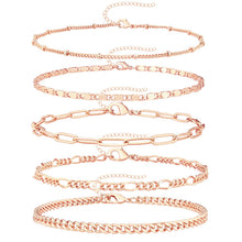 Load image into Gallery viewer, Gold Chain Bracelet Set — Paperclip &amp; Cuban Link, 7"+2"