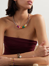 将图片加载到图库查看器，Gold Beaded Choker Necklace for Women Colorful Pendant – view 3