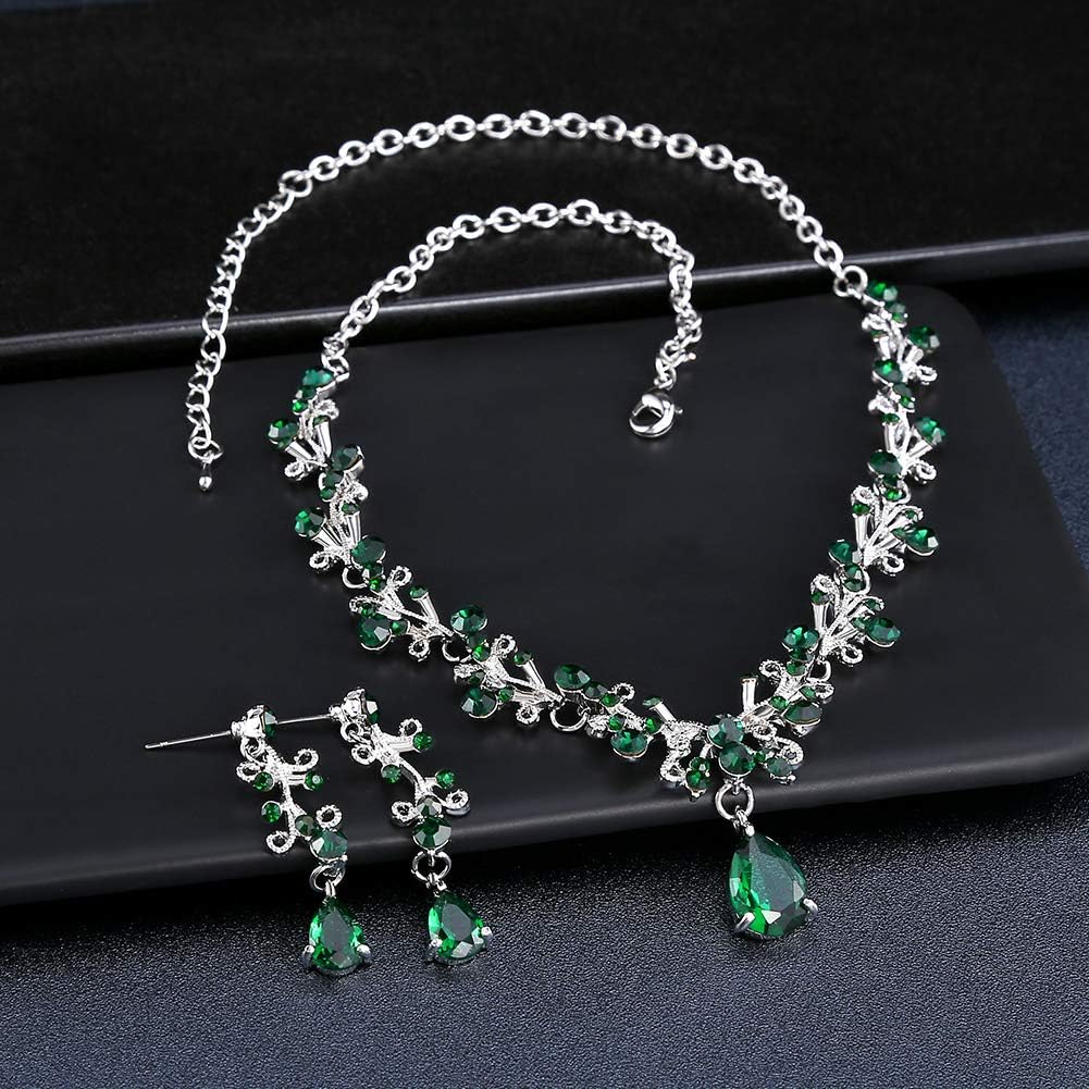 Clear Crystal and Cubic Zircon Necklace and Earrings Jewelry Set for Women – view 5