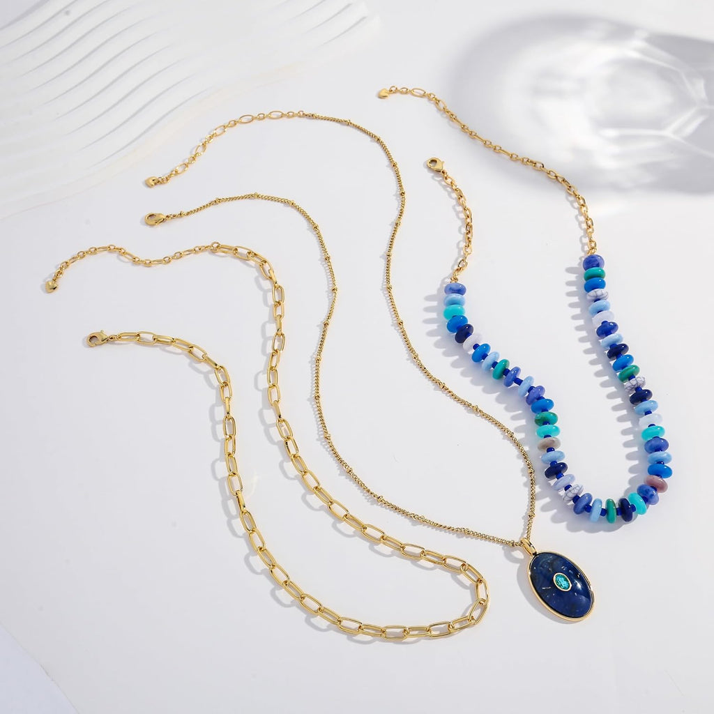 Layered Beaded Necklace for Women Colorful Pendant – view 5