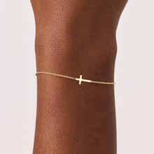 Load image into Gallery viewer, 14K Gold-Plated Cross Bracelets for Women, Dainty Small Cross Link Chains Bracelets, Cute Tiny Bracelet Christian Religious Faith Jewelry Gifts