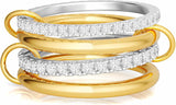 DEARMAY Gold Rings for Women, Stacking 14K Gold Plated Interlocked Rings Set Non Tarnish Stackable Silver Wedding Bands Ring Trendy Cubic Zirconia Ring Size 9 Fashion Jewelry for Women