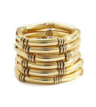 Load image into Gallery viewer, 6pcs Chunky Acrylic Bangle Bracelets for Women, Resin Bamboo Brown Stretchy Bracelet Stack, Fashion Jewelry for Women