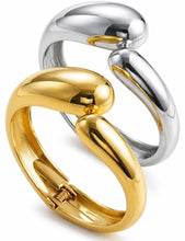 Load image into Gallery viewer, Chunky Gold Bangle Bracelets for Women, Dainty 14k Gold Plated Big Stackable Bangles Set, Trendy Statement Cuff Bracelet Stack Fashion Jewelry Gifts