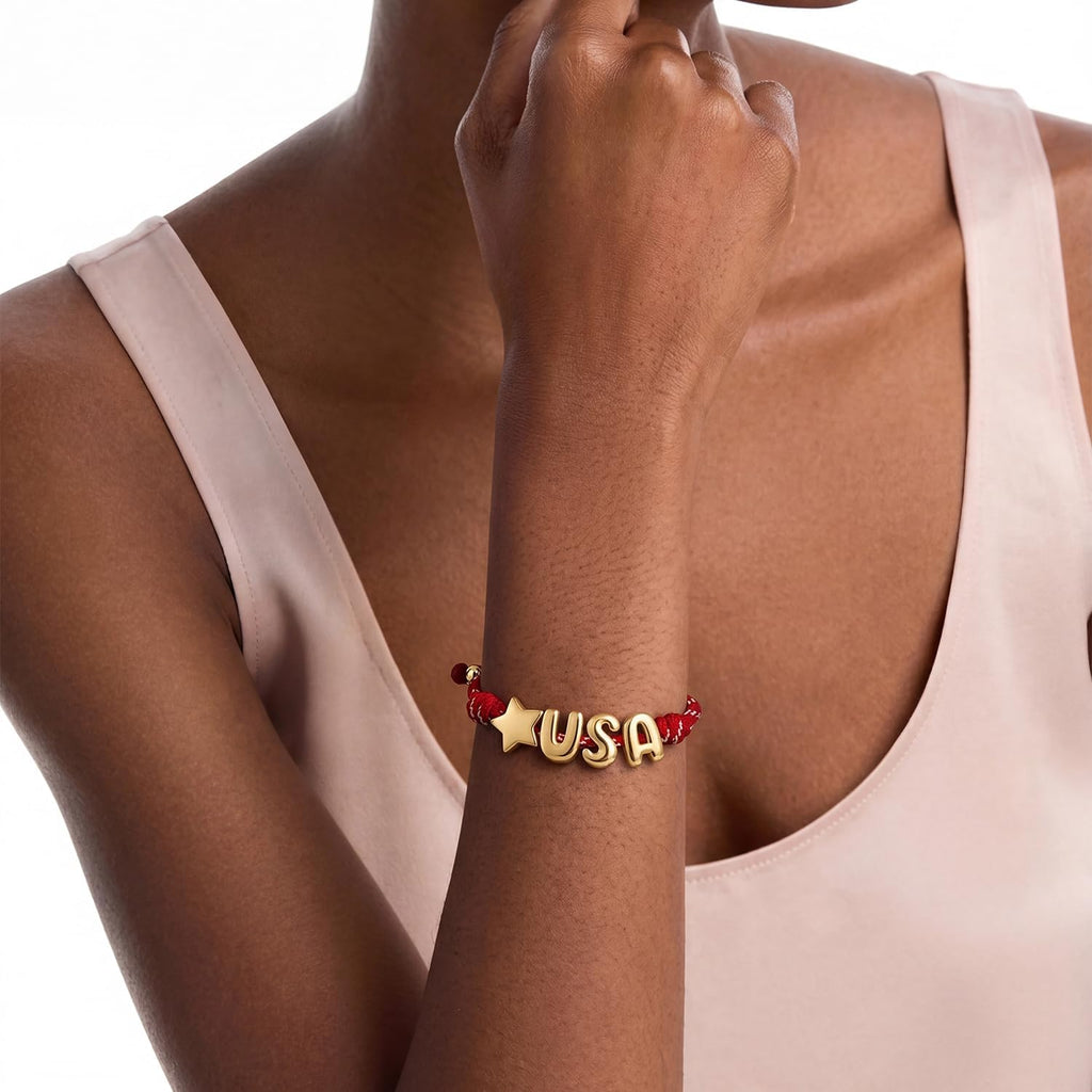 250 Anniversary USA Bracelet for Women with Inital 4th of July – view 3