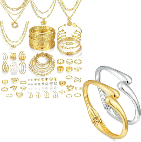 80-Piece Gold Jewelry Set — Necklaces, Bracelets & More