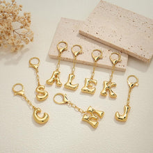 将图片加载到图库查看器，Gold Bubble Initial Keychain For Women
