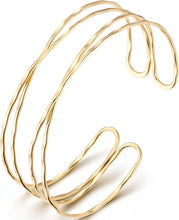 Load image into Gallery viewer, 14K Gold Plated Arm Cuff for Women, Waterproof Adjustable Open Upper Arm Bracelet (Armlet), Non Tarnish Hypoallergenic
