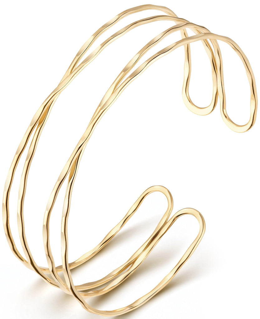 14K Gold Plated Arm Cuff — Adjustable Open Armlet