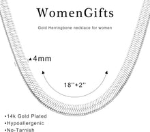 Load image into Gallery viewer, 4mm Dainty Silver Long Herringbone Necklace for Women, Stainless Steel – view 4
