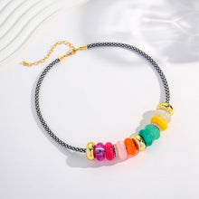 将图片加载到图库查看器，Gold Beaded Choker Necklace for Women Colorful Pendant – view 5