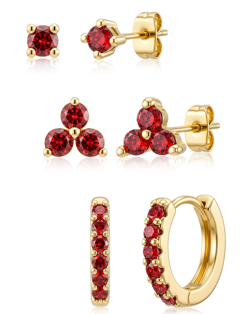 Dainty Gold CZ Stud Earrings — 14K Plated, Sterling Silver Post