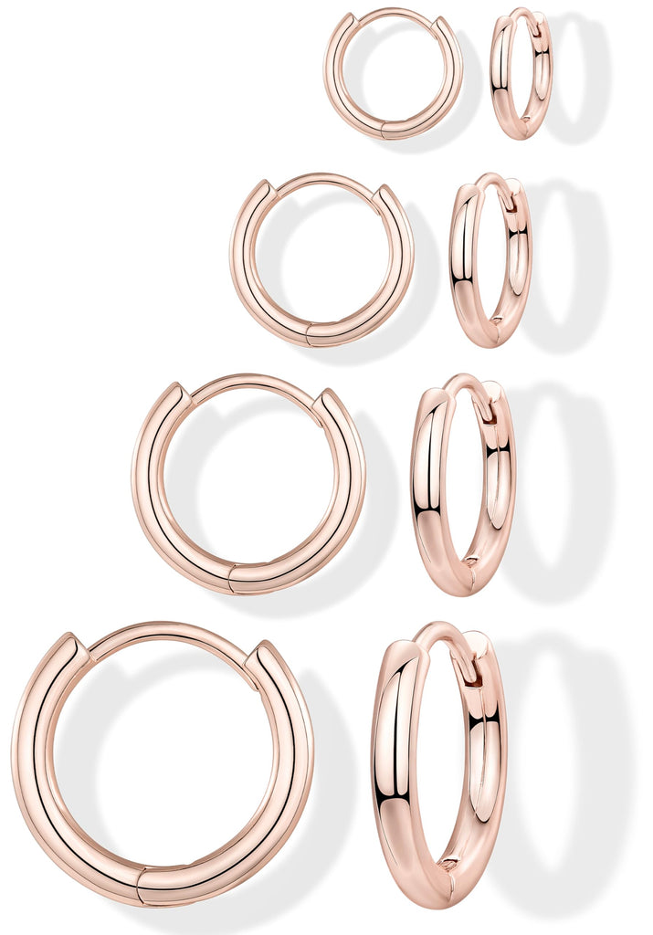 14K Gold Plated Huggie Hoop Earrings — Stacking Set, Hypoallergenic