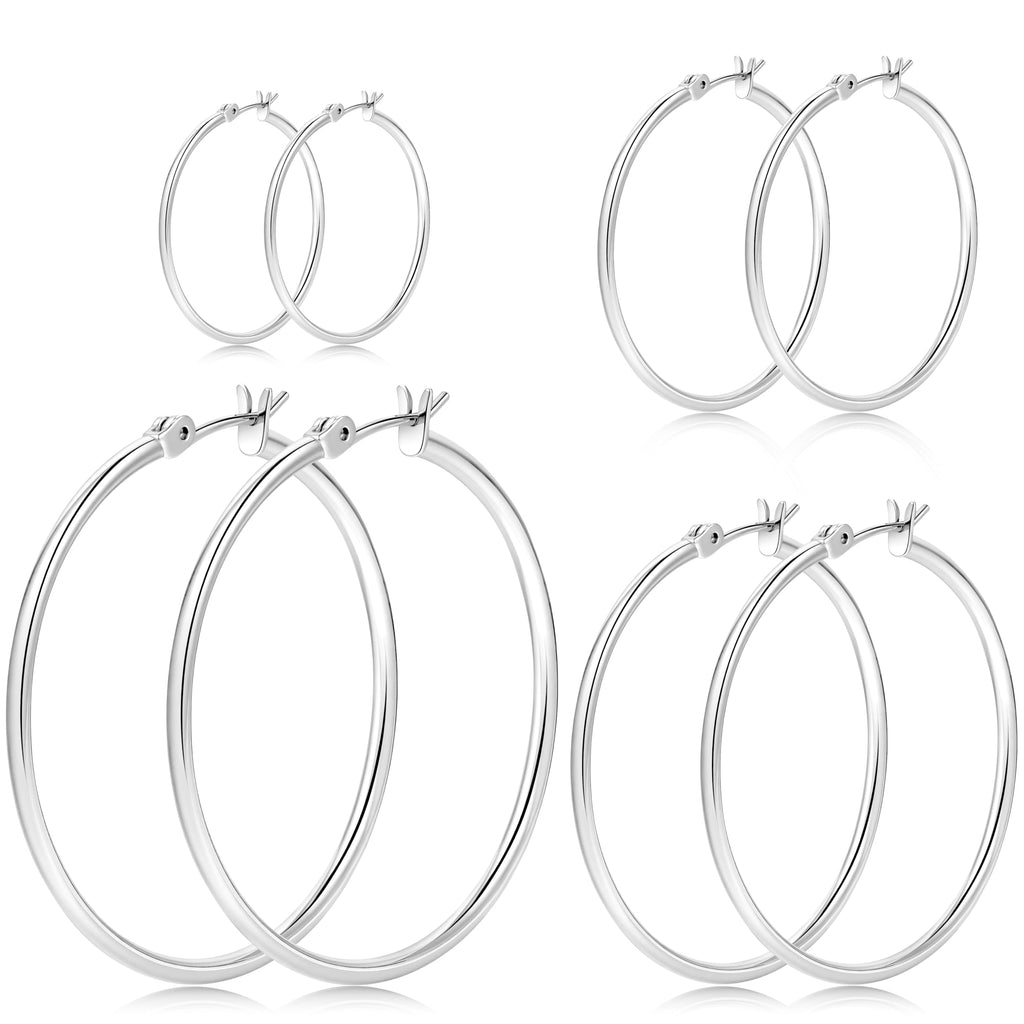 Gold Hoop Earrings Set — 14/20/30/40mm, Sterling Silver Post