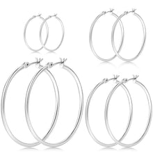 Load image into Gallery viewer, Gold Hoop Earrings Set — 14/20/30/40mm, Sterling Silver Post