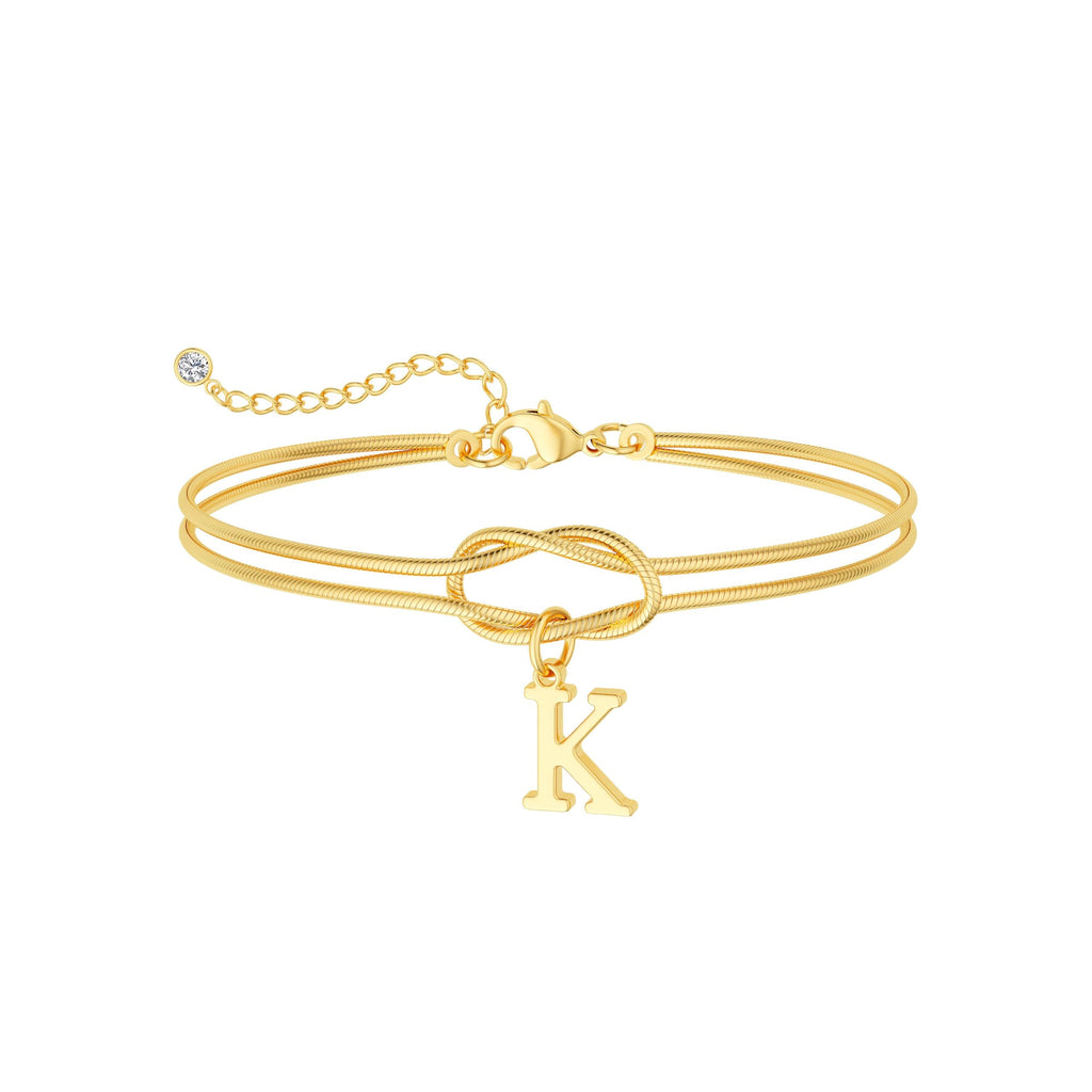 14K Gold Plated Gold Initial Bracelets for Women, Non-Tarnish, Adjustable – view 11