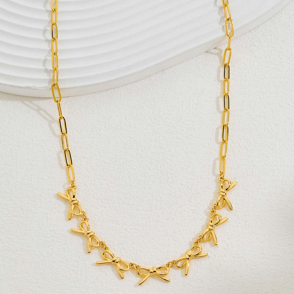 Gold Bow Necklace for Women Classic Bow Charm Jewelry – view 5