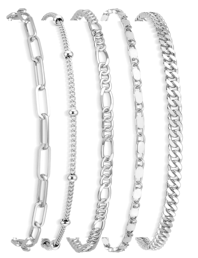 Ankle Bracelets for Women Waterproof, 14k Gold Plated Jewelry Set Layered Cuban Figaro Link Chain Anklets Set Gold Anklets
