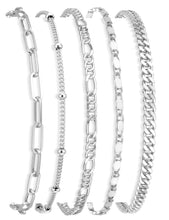 Load image into Gallery viewer, Ankle Bracelets for Women Waterproof, 14k Gold Plated Jewelry Set Layered Cuban Figaro Link Chain Anklets Set Gold Anklets