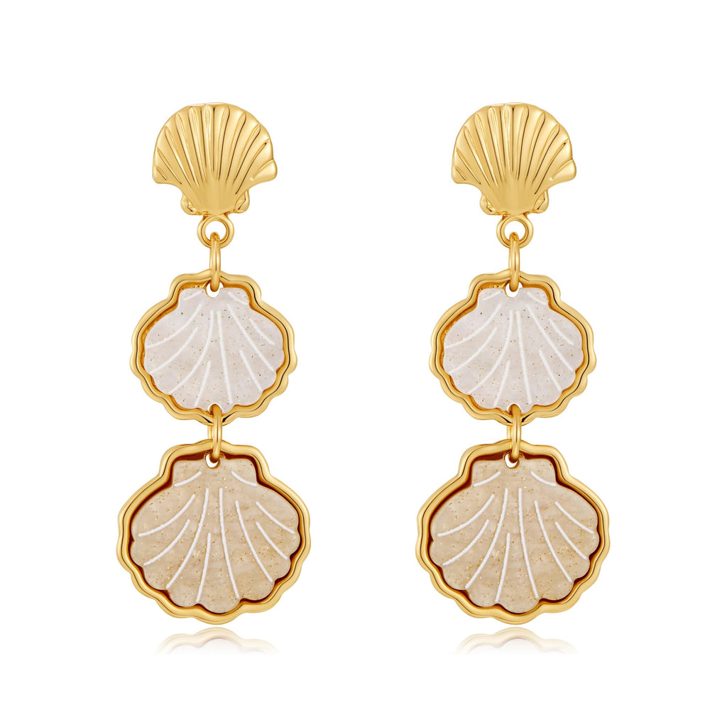 Gold Shell Fish Earrings For Women Chic Summer Beach Seashell – view 8