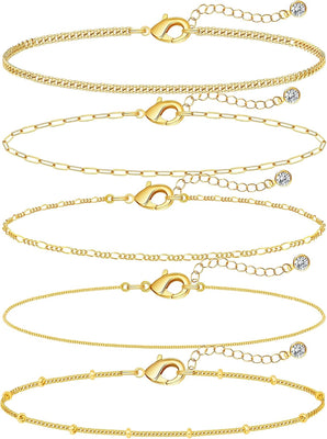 Dainty Gold Thin Bracelets — Stackable Set