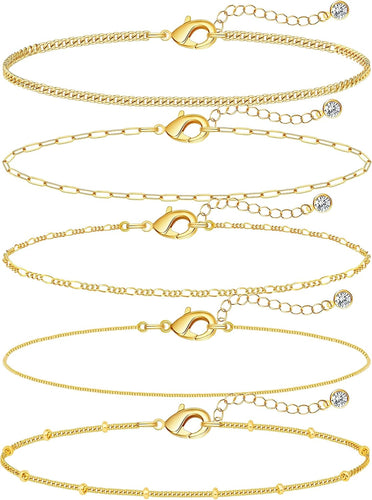 Dainty Gold Thin Bracelets — Stackable Set