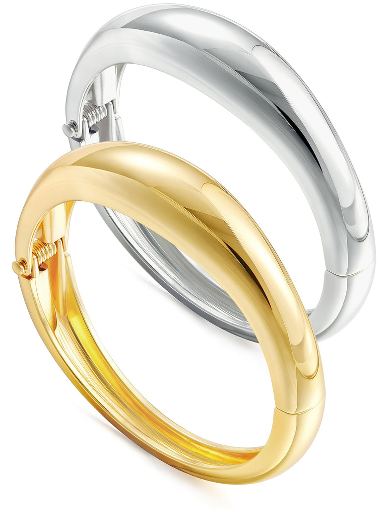 Gold & Silver Cuff Bracelet — 14K Plated Chunky Bangle