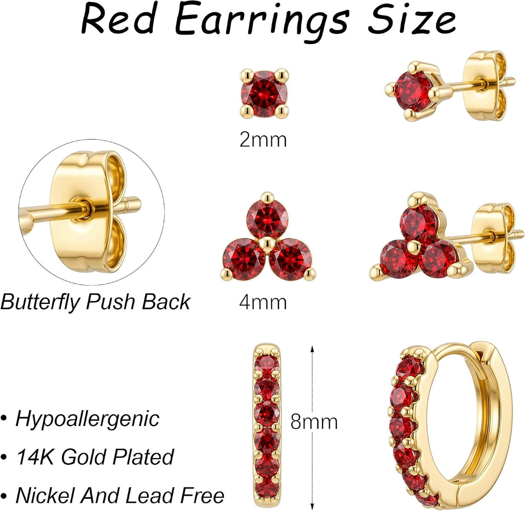 Dainty Gold CZ Stud Earrings — 14K Plated, Sterling Silver Post