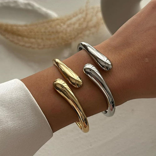 Gold & Silver Cuff Bracelet — 2 Piece Chunky Bangle