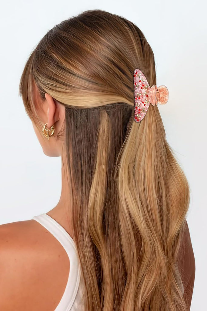 1PC White And Pink Hair Clips In Red Cherry